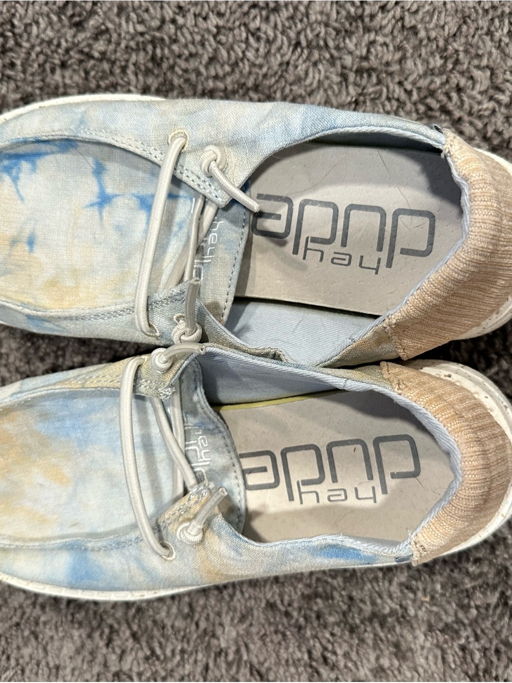 Hey Dude Kids Tie-Dye Light Blue and Beige Sneakers
